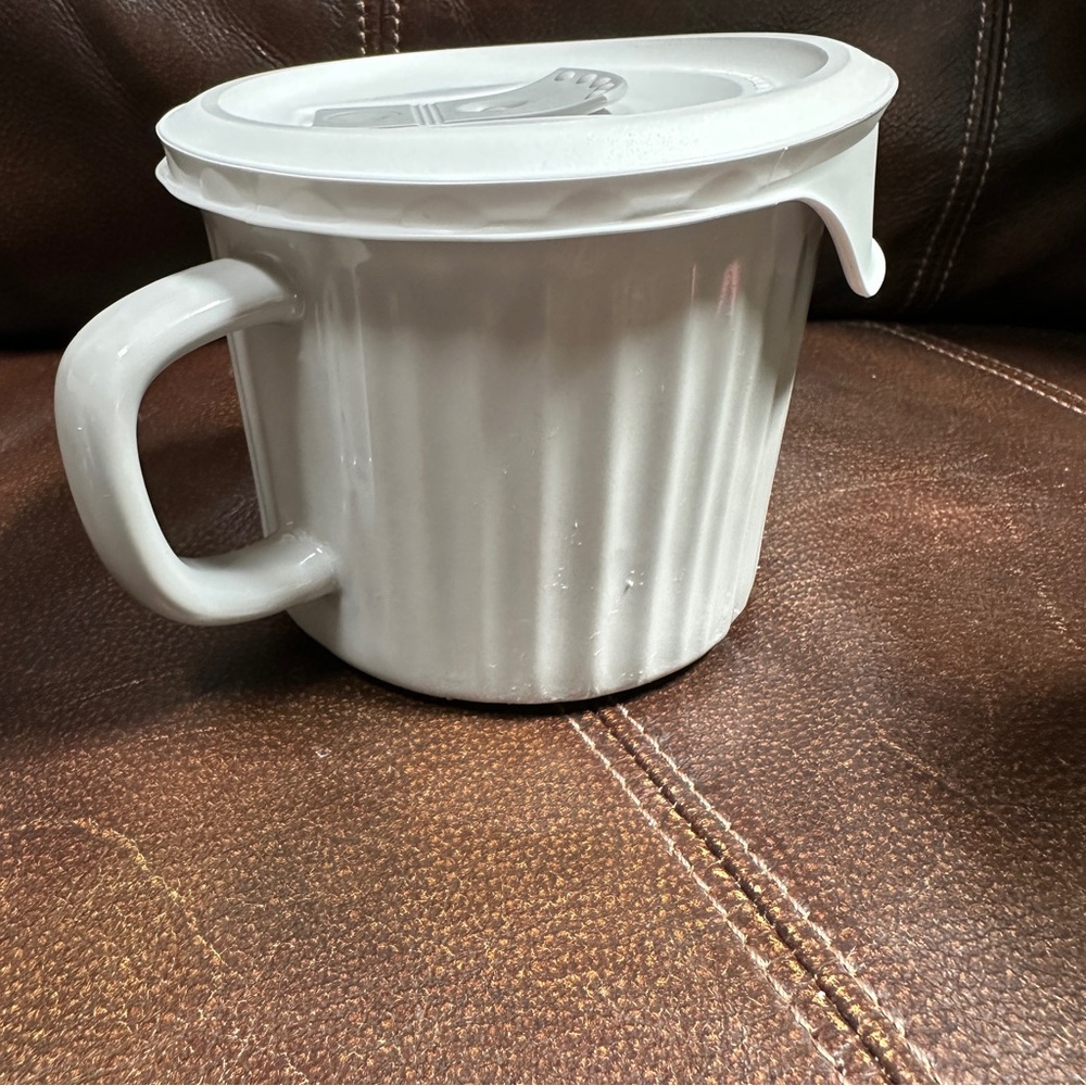 CORNING WARE GRAY 20‎ OZ MICROWAVE SOUP  CUP MUG W/ VENTED LID